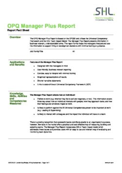 OPQ Manager Plus Report