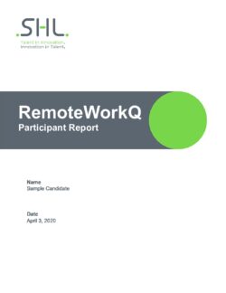 RemoteWorkQ - Participant Report
