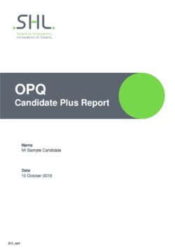 SHL OPQ32 Candidate Plus Report