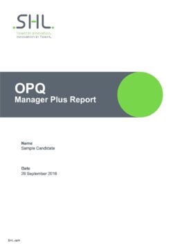 SHL OPQ32 Manager Plus Report